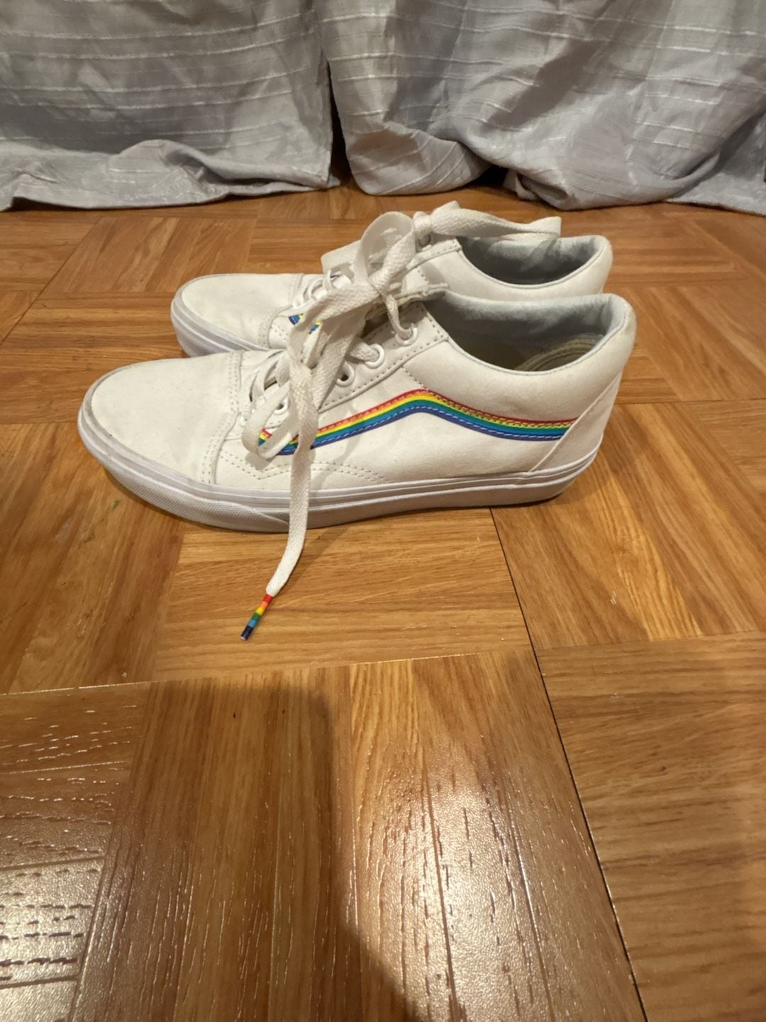 Vans Old Skool White Rainbow Skate Shoes Sneakers 4