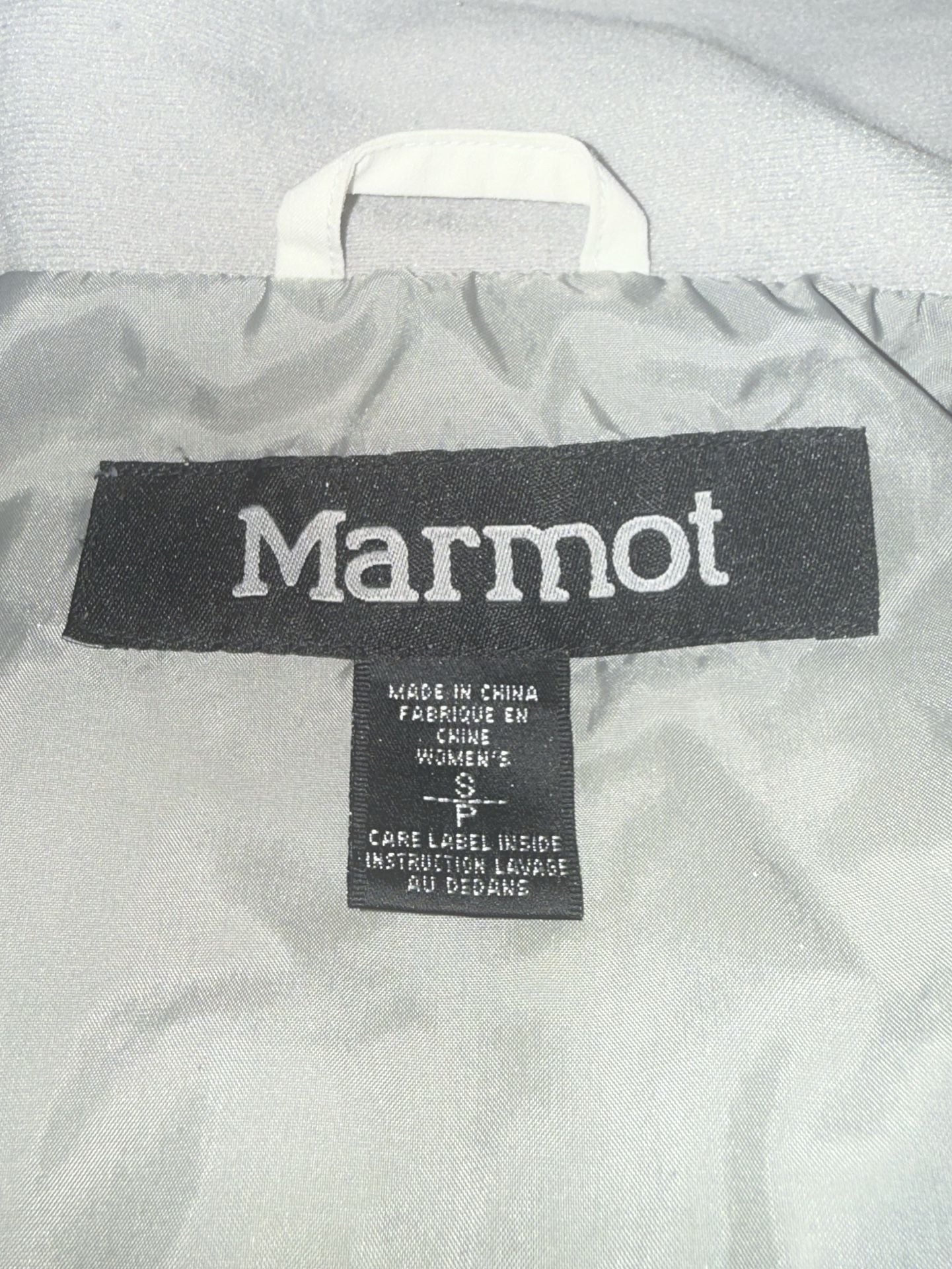 Marmot Jacket Womens Small White Hooded Full Zip Rain Windbreaker Hike 11