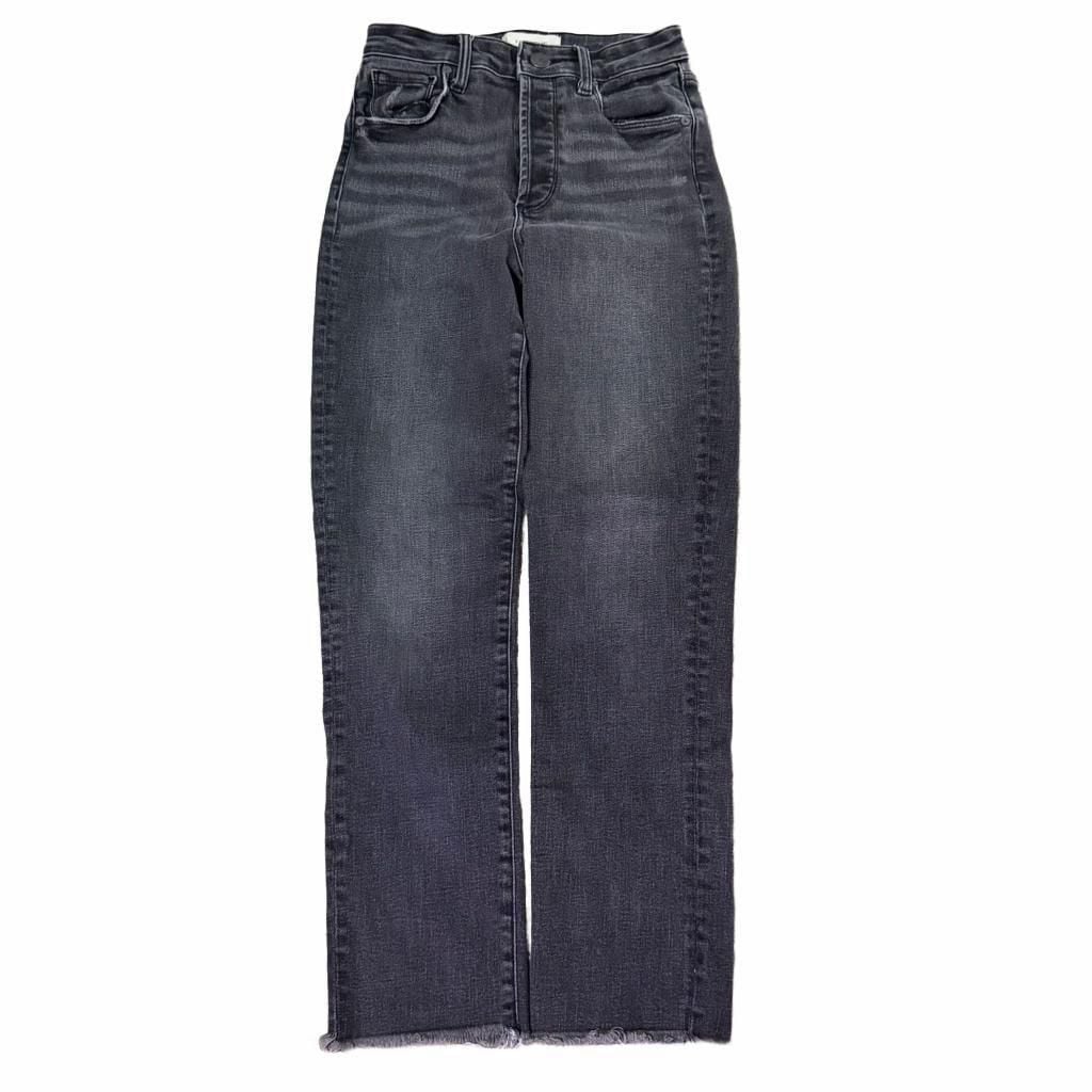 Evereve High Rise Straight Jeans Black Washed Denim 2