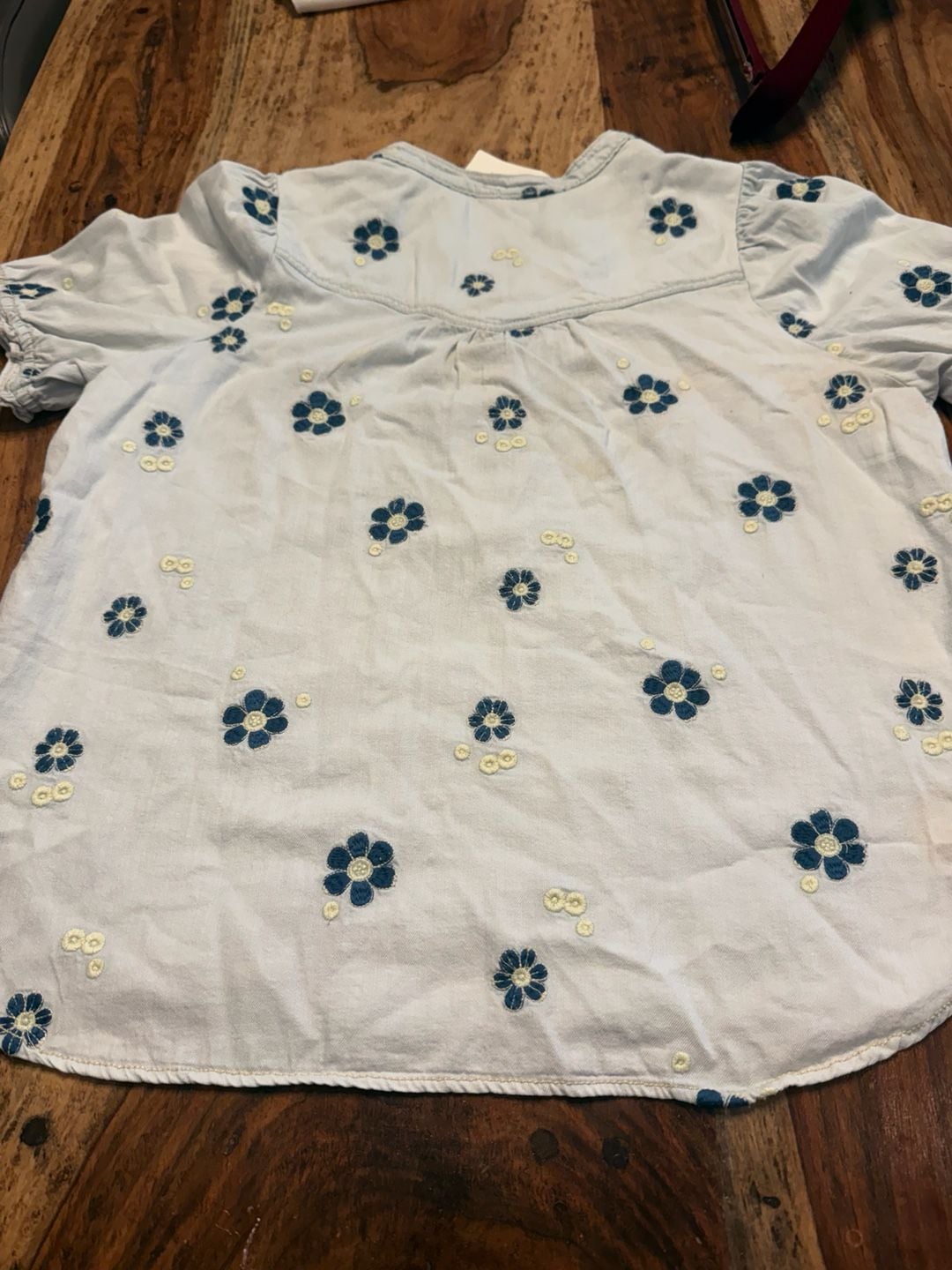 Pilcro Embroidered Blouse Size L Light Blue Floral Cotton boho 2