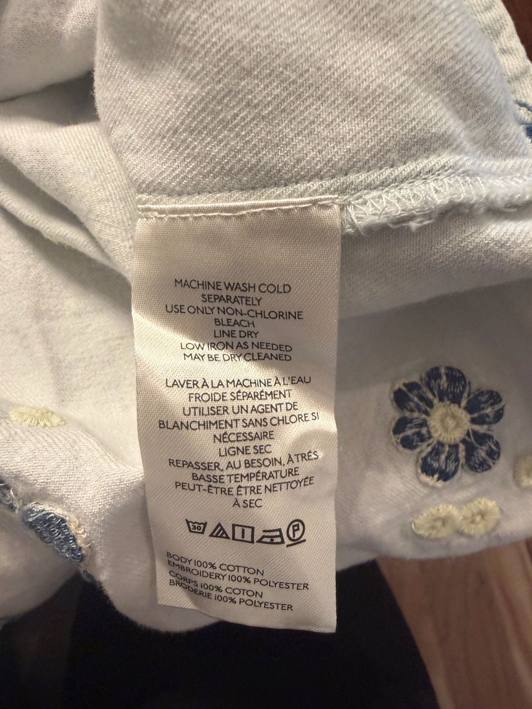 Pilcro Embroidered Blouse Size L Light Blue Floral Cotton boho 3