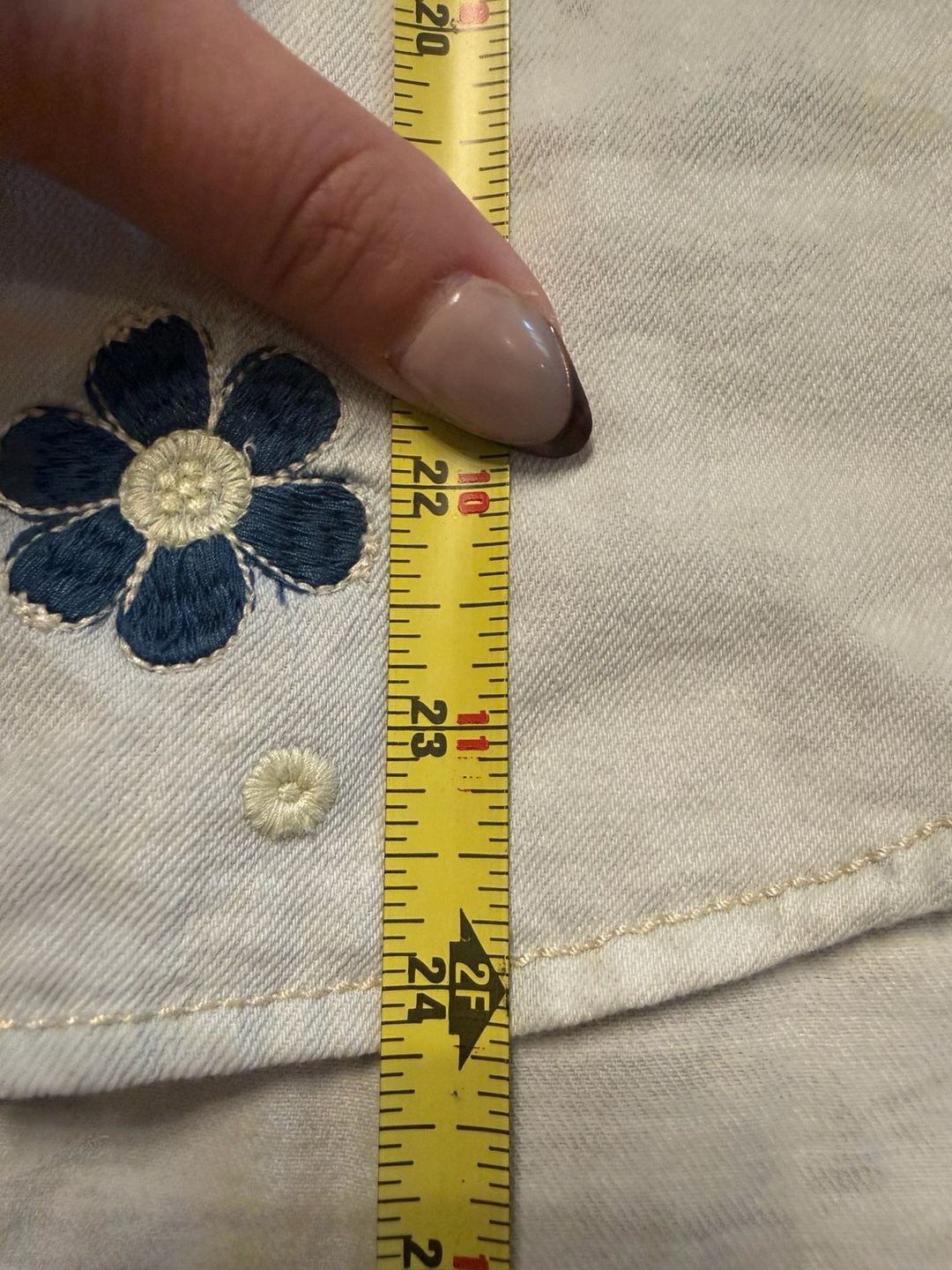 Pilcro Embroidered Blouse Size L Light Blue Floral Cotton boho 4