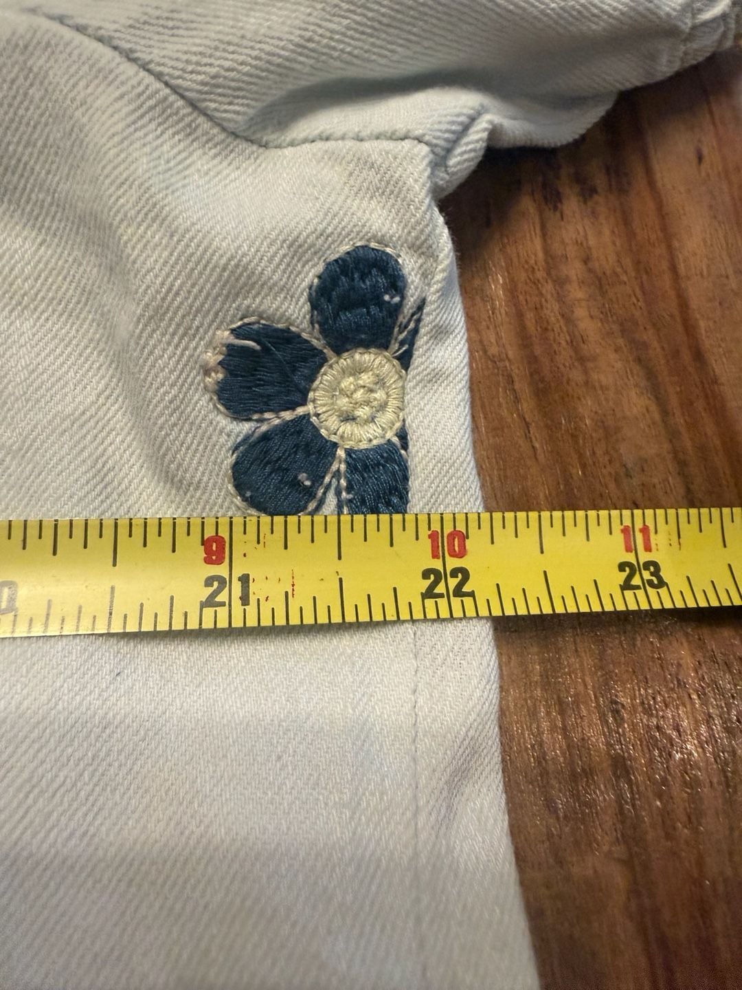 Pilcro Embroidered Blouse Size L Light Blue Floral Cotton boho 5
