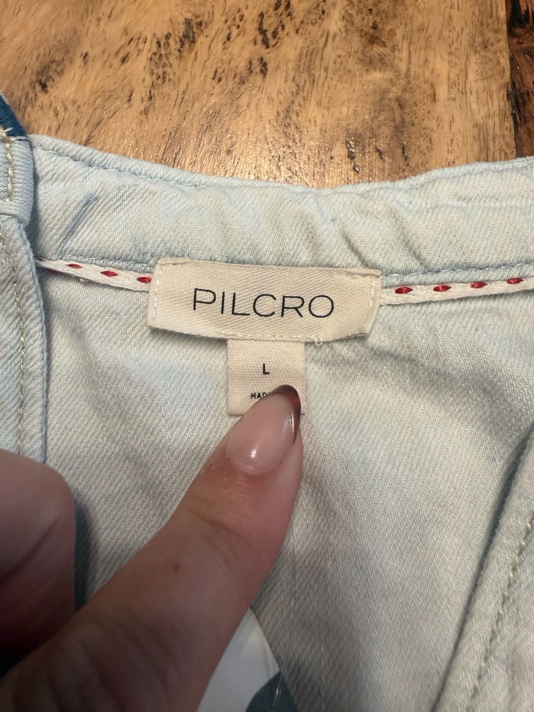 Pilcro Embroidered Blouse Size L Light Blue Floral Cotton boho 7