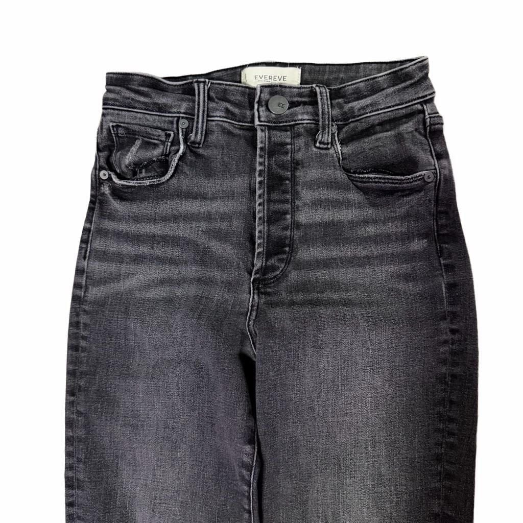 Evereve High Rise Straight Jeans Black Washed Denim 3