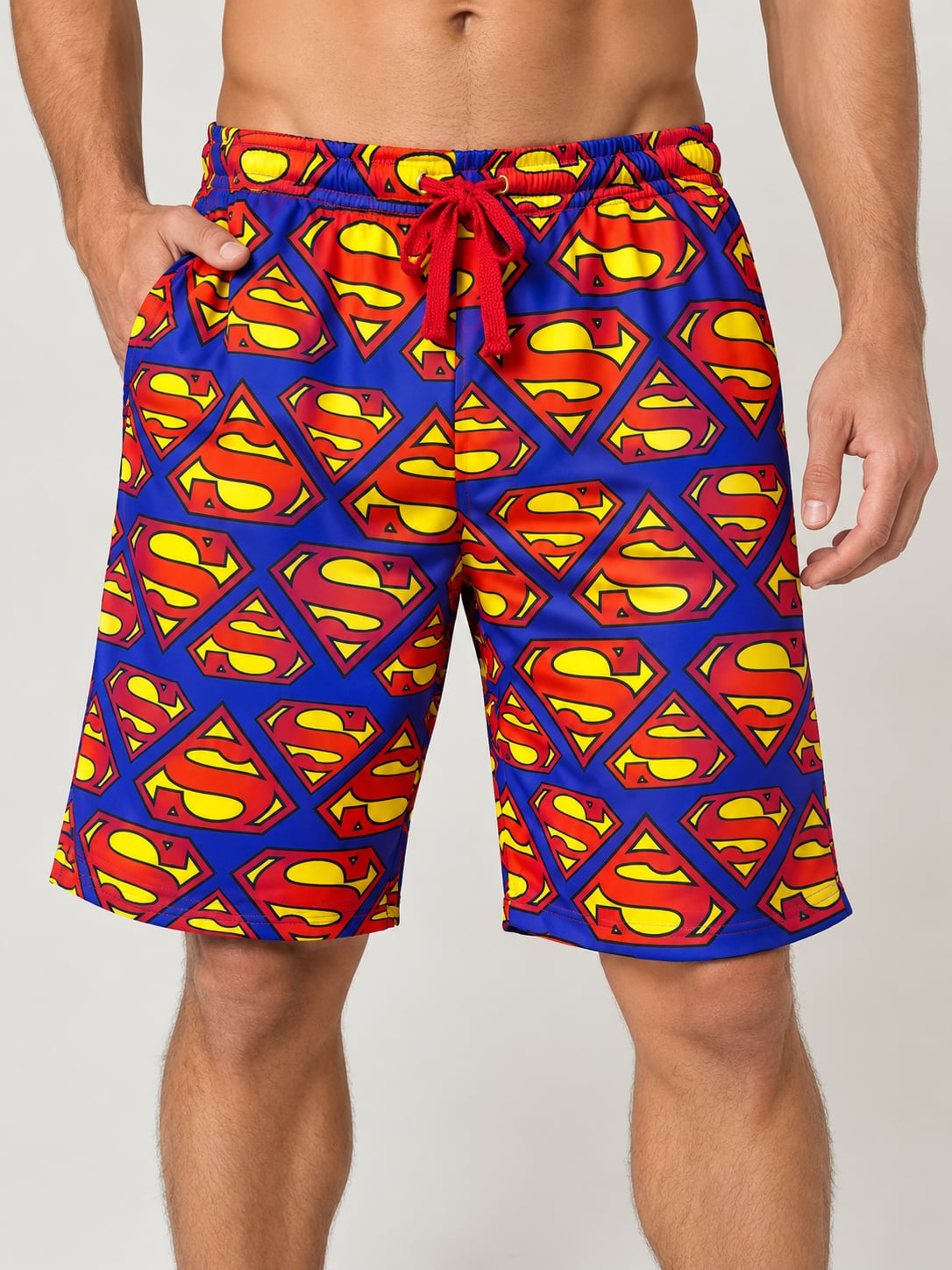 DC Comics Superman Logo Pajama Shorts Size Large Blue Allover Print Large 1