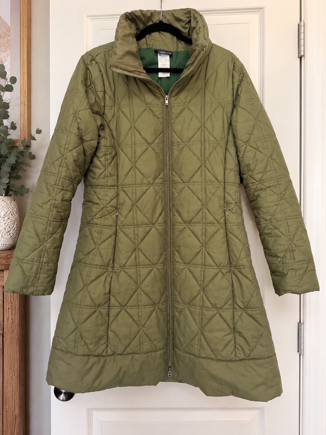 Patagonia Low Sky Parka Size L Green Quilted Full Zip Coat 2