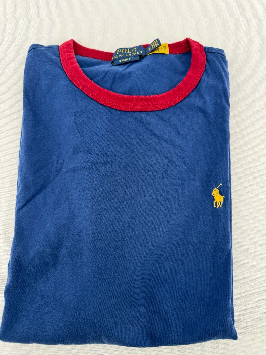 Polo Ralph Lauren Ringer T-Shirt Size XL Blue Yellow Red Trim 10