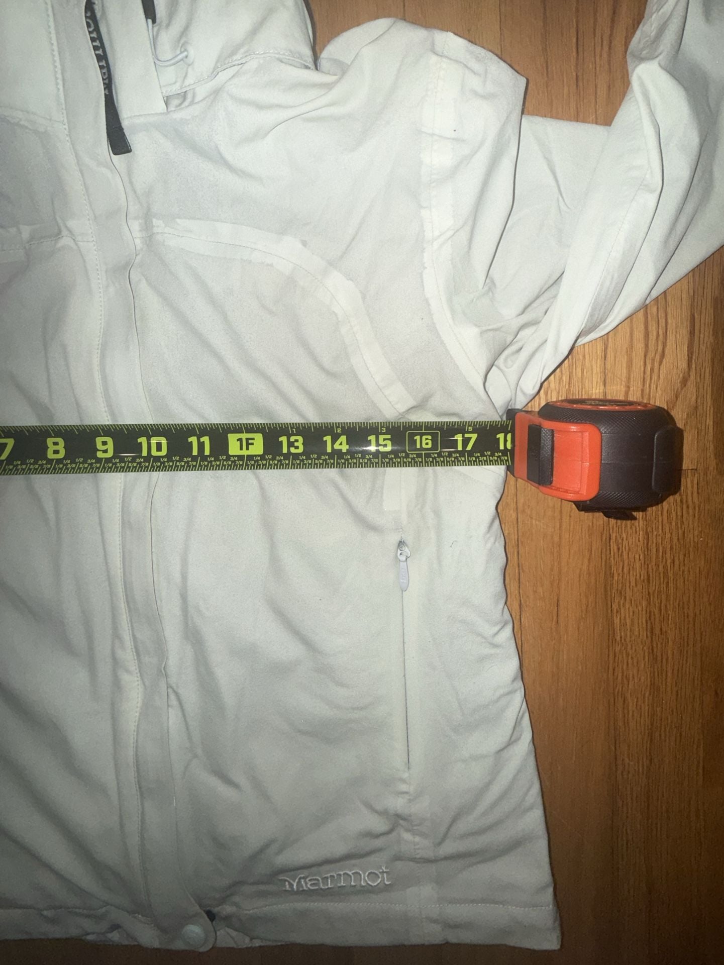 Marmot Jacket Womens Small White Hooded Full Zip Rain Windbreaker Hike 14