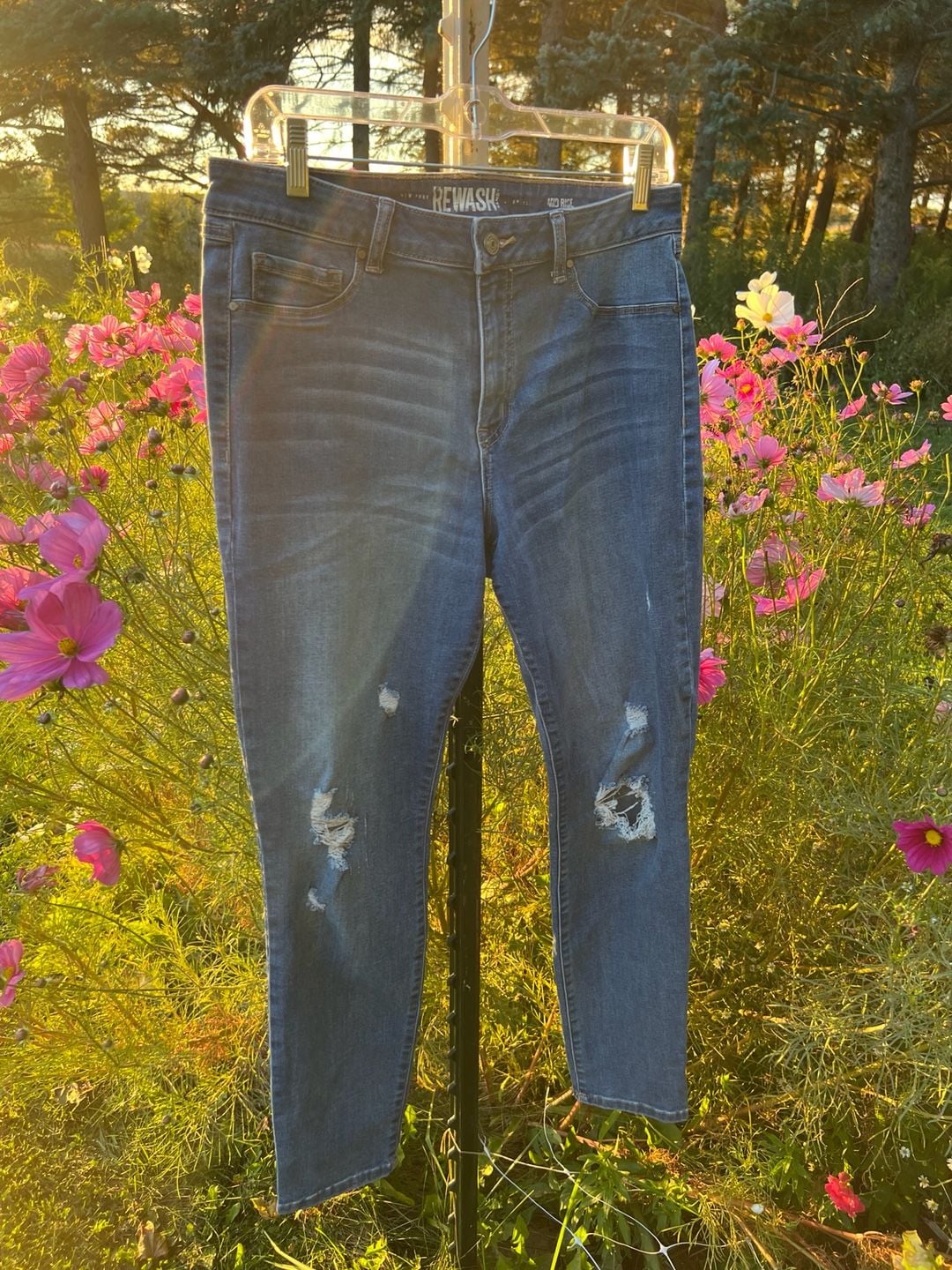 Rewash Mid Rise Skinny Jeans Size 13 Distressed Wash 2