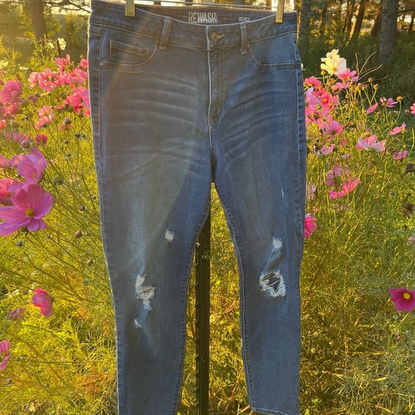 Rewash Mid Rise Skinny Jeans Size 13 Distressed Wash