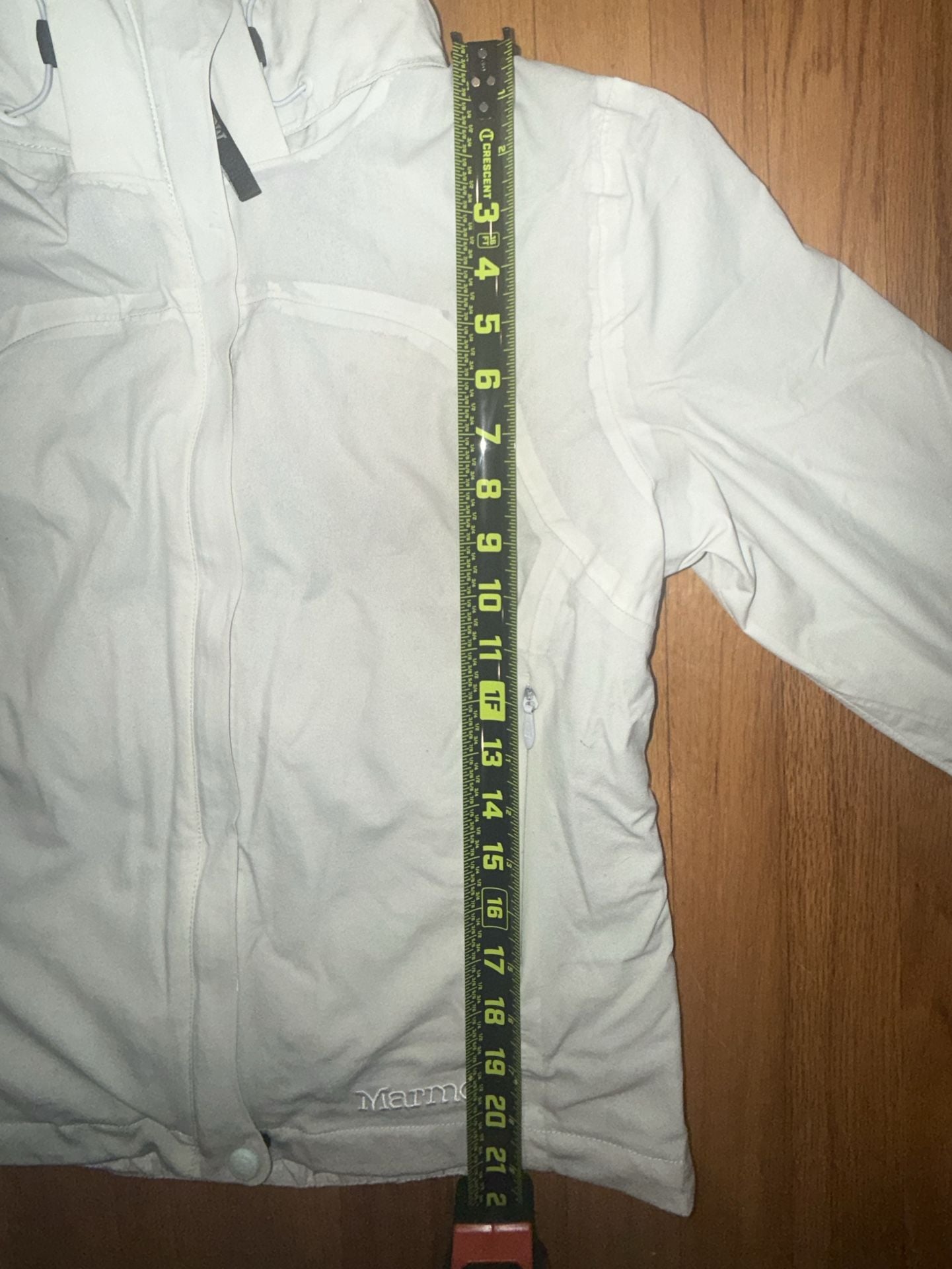 Marmot Jacket Womens Small White Hooded Full Zip Rain Windbreaker Hike 15