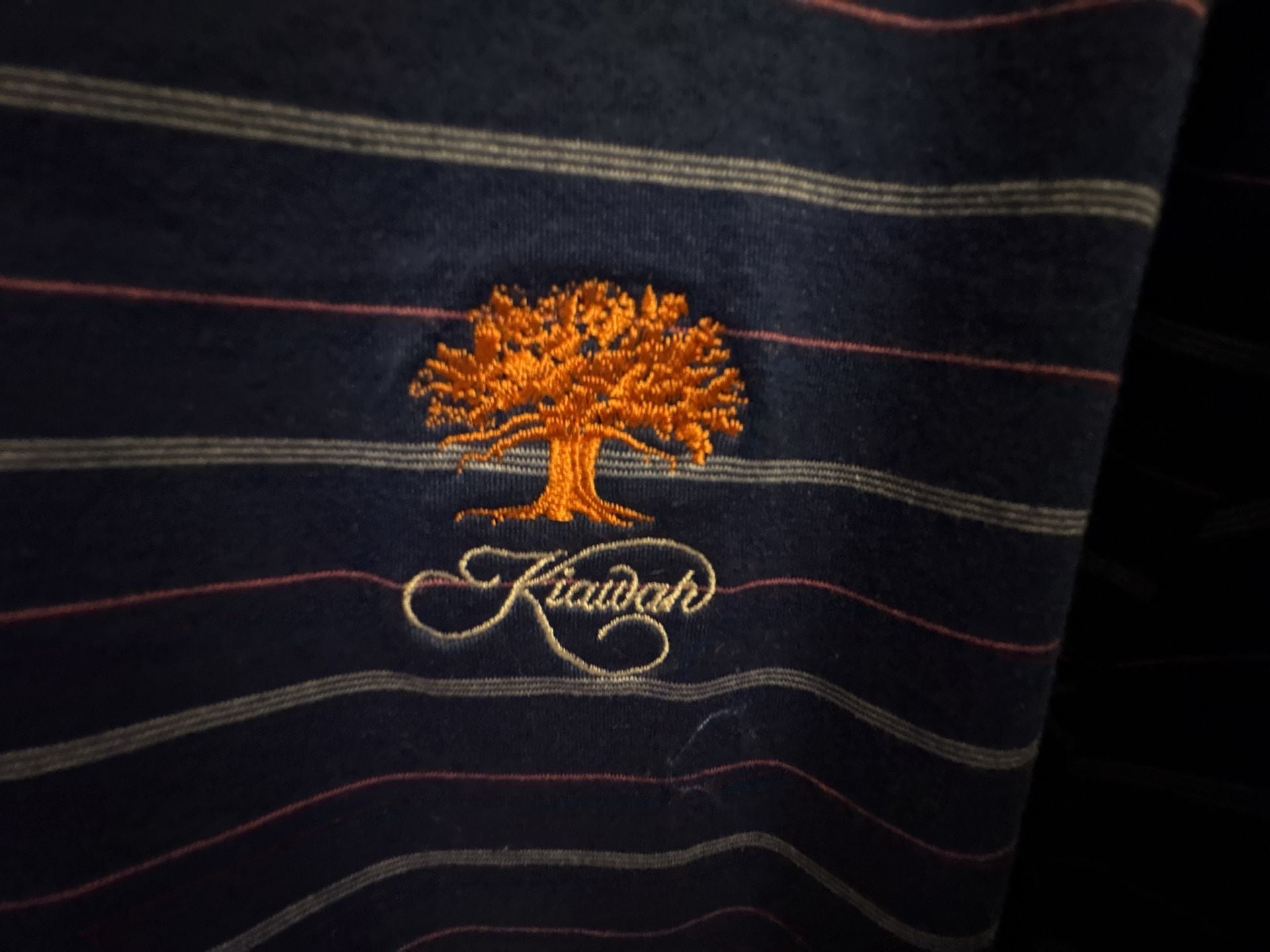 Divots Golf Polo Size L Blue Striped Kiawah Tree Logo 4