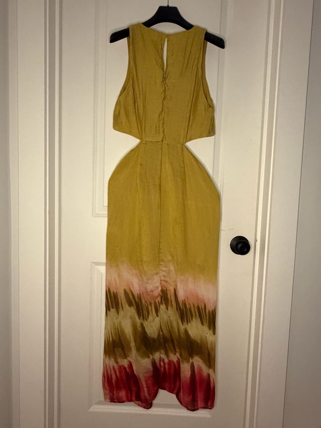 Zara Cut-Out Tie-Dye Midi Dress Size M Green Pink Multi 3