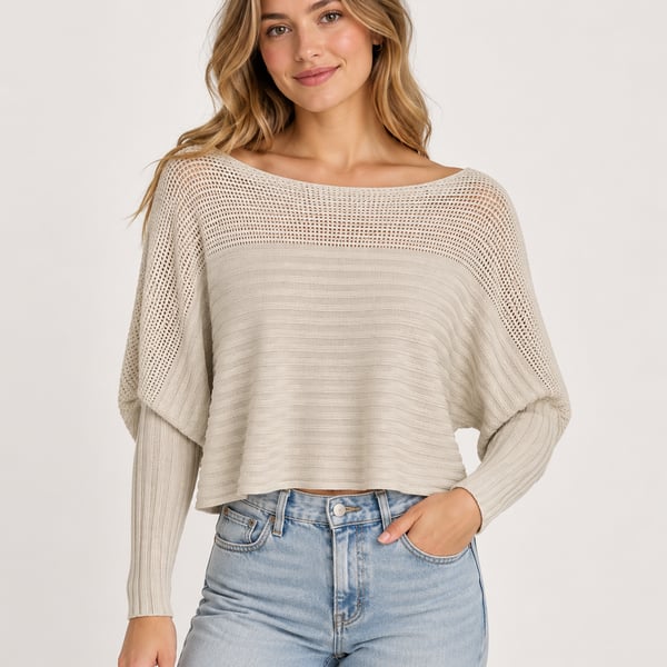 ๐ค Cream Open Knit Dolman Sweater | Size Small | Coastal Grandmother / Quiet Luxury ๐ค