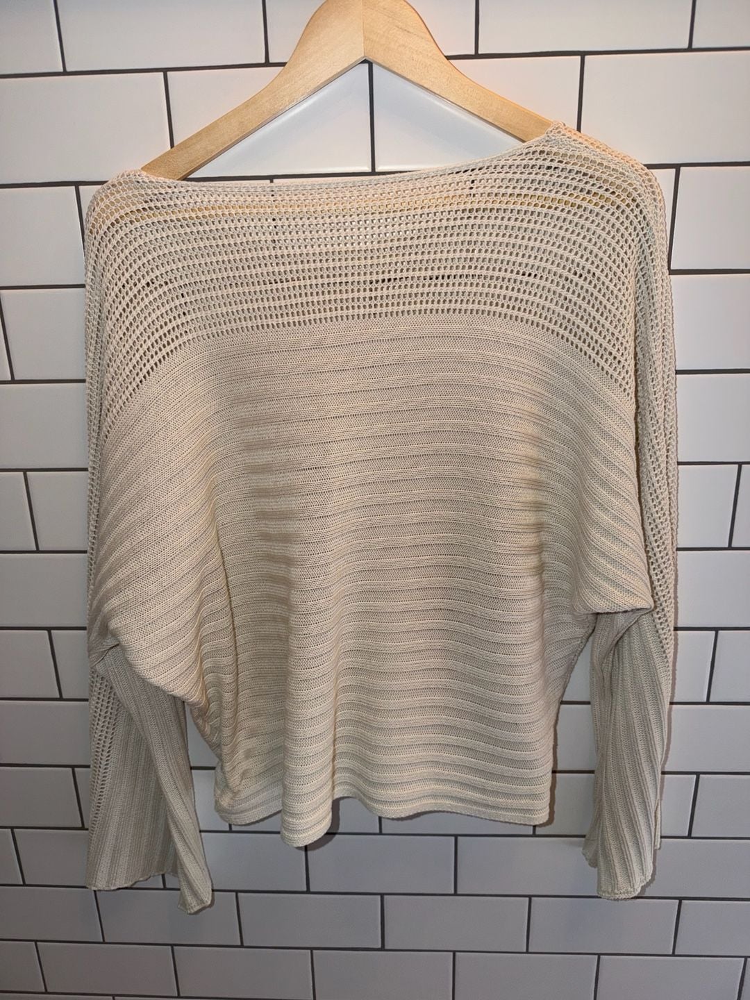 🤍 Cream Open Knit Dolman Sweater | Size Small | Coastal Grandmother / Quiet Luxury 🤍 7