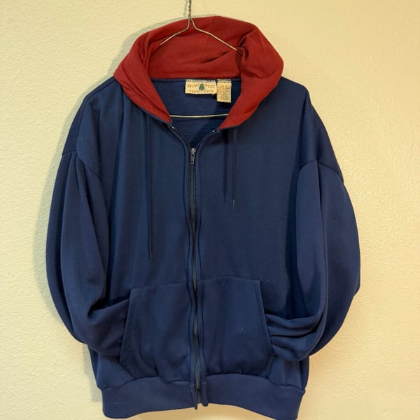 Northwest Territory Full Zip Hoodie Size XL Blue Red Fleece Jacket
