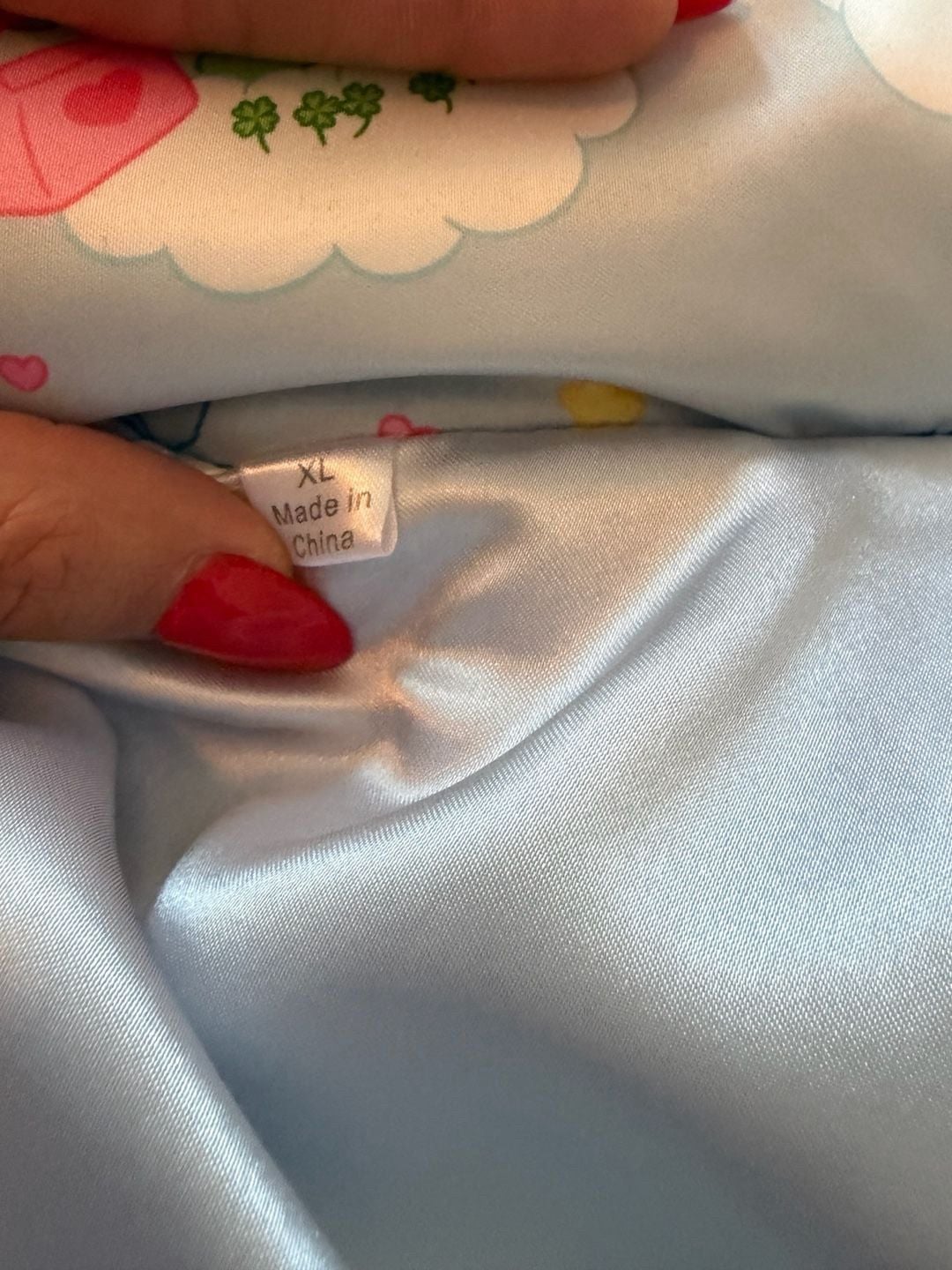 Flawed Care Bears Puffer Jacket Size XL Blue Rainbow Cloud Print 10