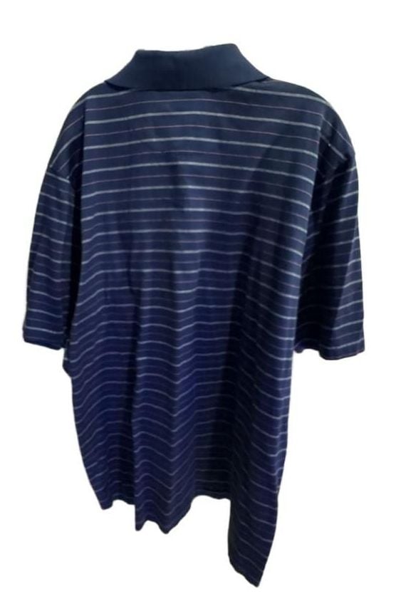 Divots Golf Polo Size L Blue Striped Kiawah Tree Logo 6