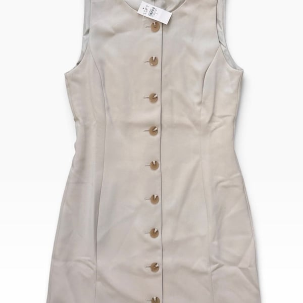 LOFT Crepe Drape Dress Size 2 Beige Button Front Mini