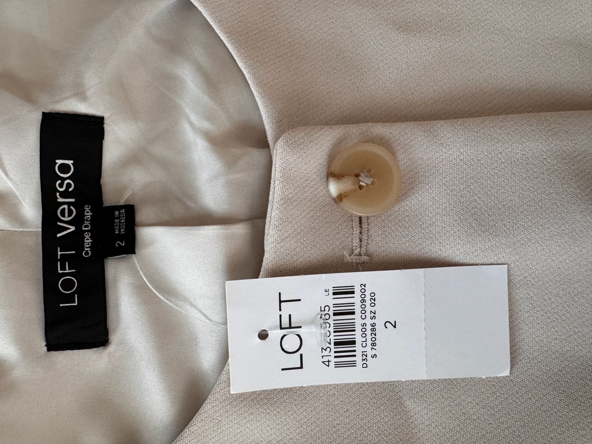LOFT Crepe Drape Dress Size 2 Beige Button Front Mini 4
