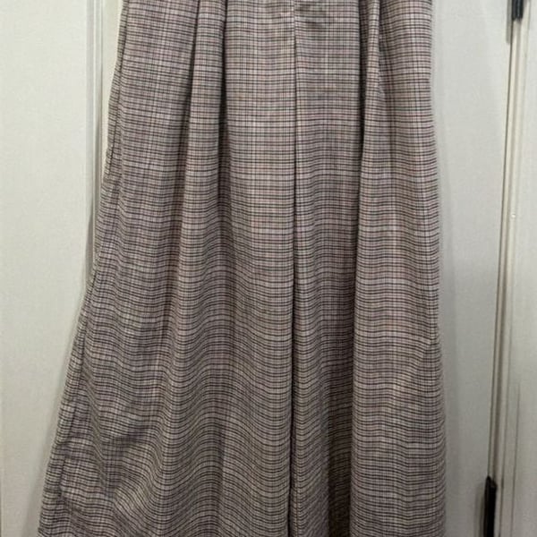 Maeve by Anthropologie Plaid Wide Leg Pants Size 4 Pink Check
