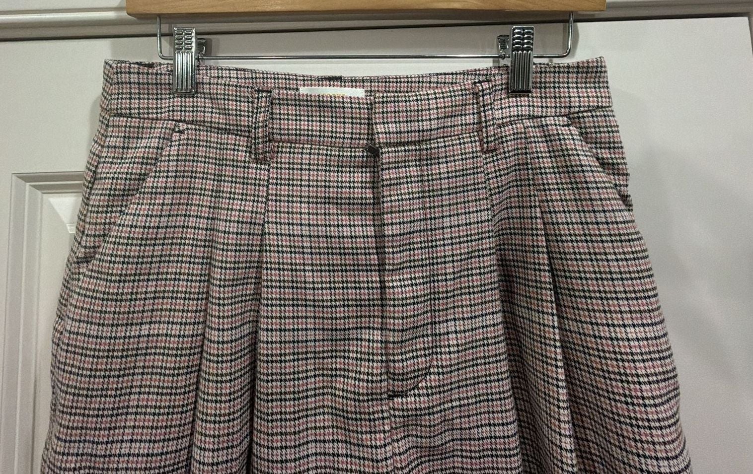Maeve by Anthropologie Plaid Wide Leg Pants Size 4 Pink Check 3