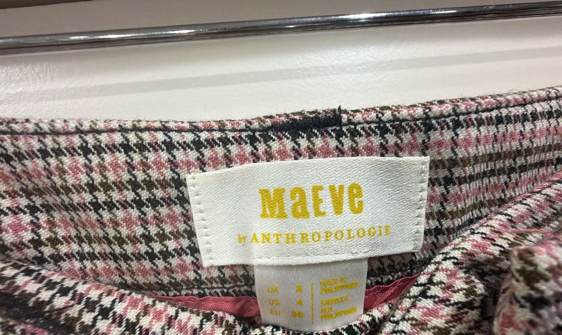 Maeve by Anthropologie Plaid Wide Leg Pants Size 4 Pink Check 4