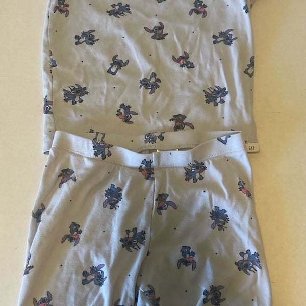 Gap Kids Disney Stitch Pajama Set Size 10 Blue Cotton