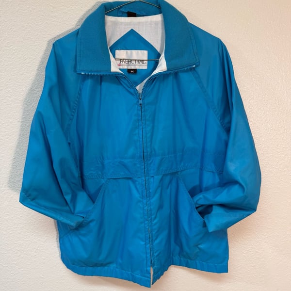 Pacific Trail Windbreaker Jacket Size M Blue Full Zip Vintage