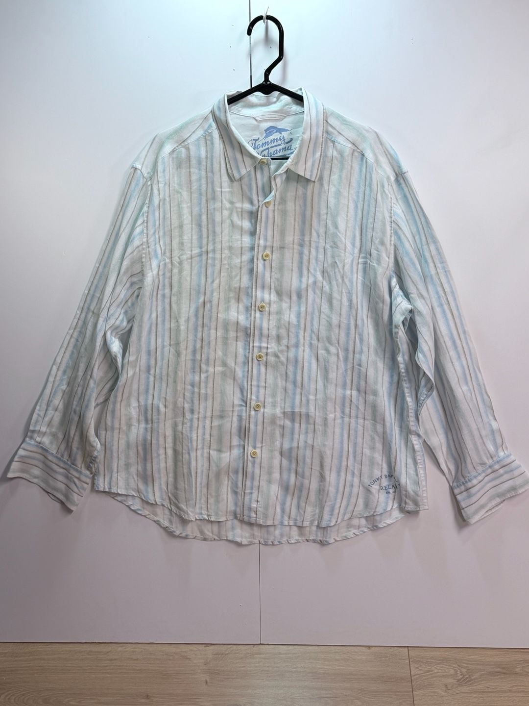 Tommy Bahama Button Up Shirt XL Striped Linen 2