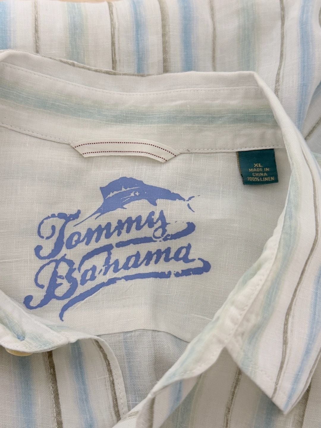 Tommy Bahama Button Up Shirt XL Striped Linen 4