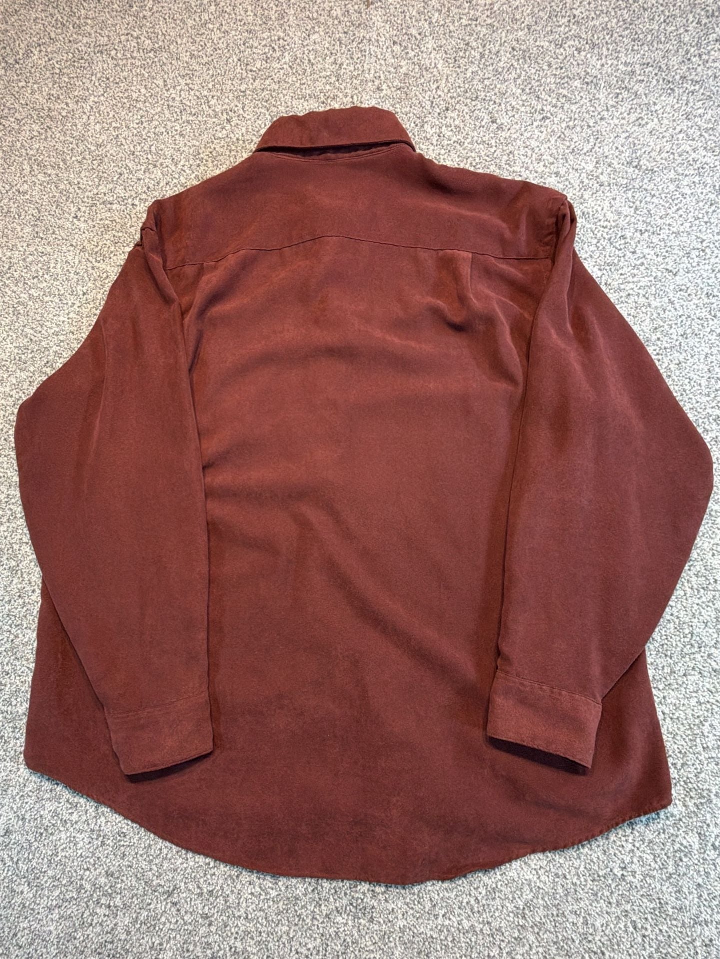 Van Heusen Soft Suede Shirt Size XL 17-17.5 Burgundy Long Sleeve 7