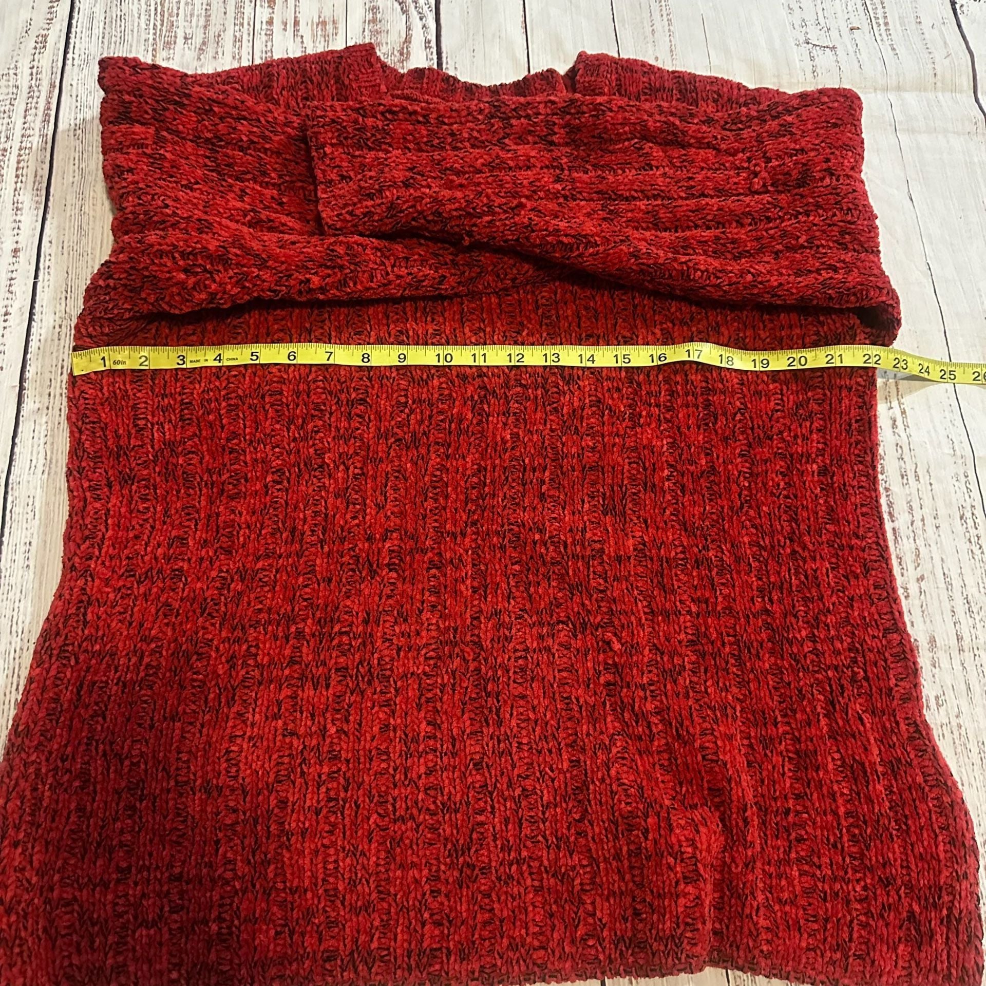 Bentley Chenille Vintage V-Neck Sweater Red Chunky Knit-M 6