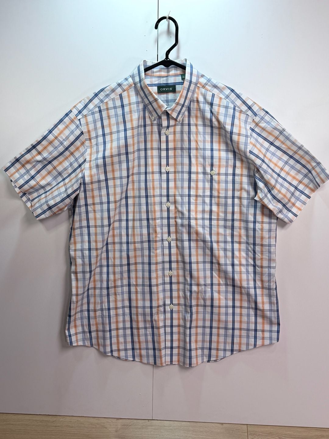 Orvis Button Down Shirt XL Plaid Short Sleeve Cotton 2