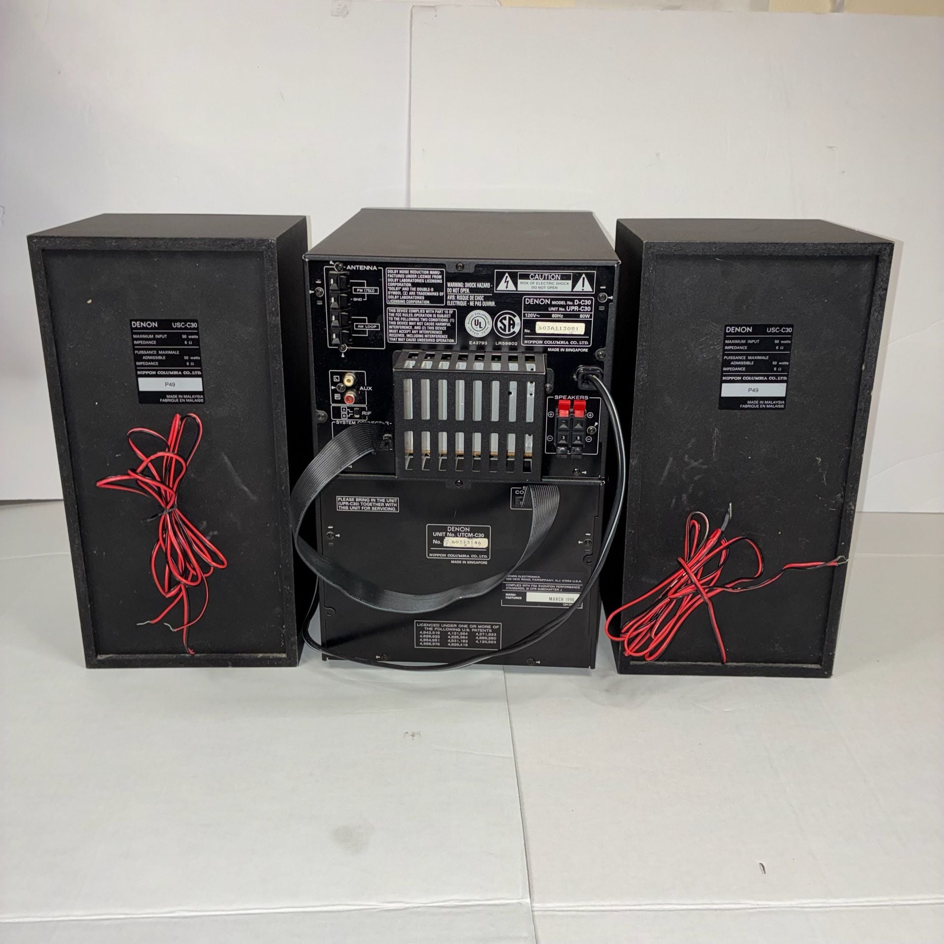 Vintage Denon D-C30 Hi-Fi Stereo 6 Disc CD Changer Cassette Speakers (Tested) 2