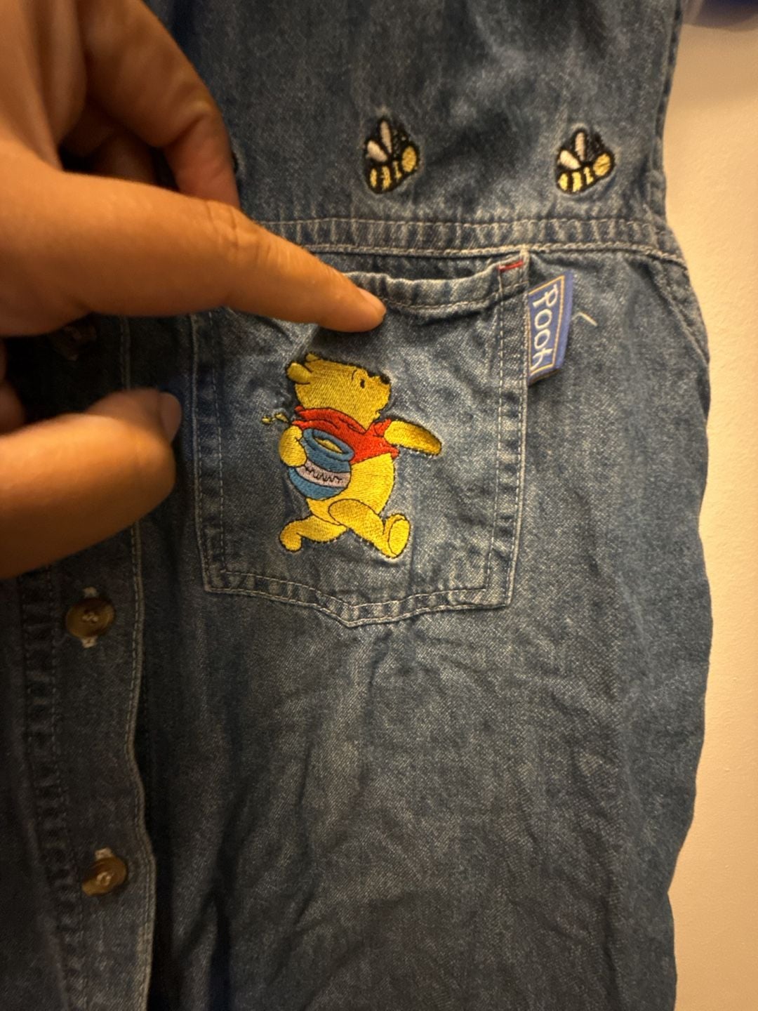 Disney Pooh Sleeveless Denim Shirt Size S Winnie The Pooh Embroidered 2