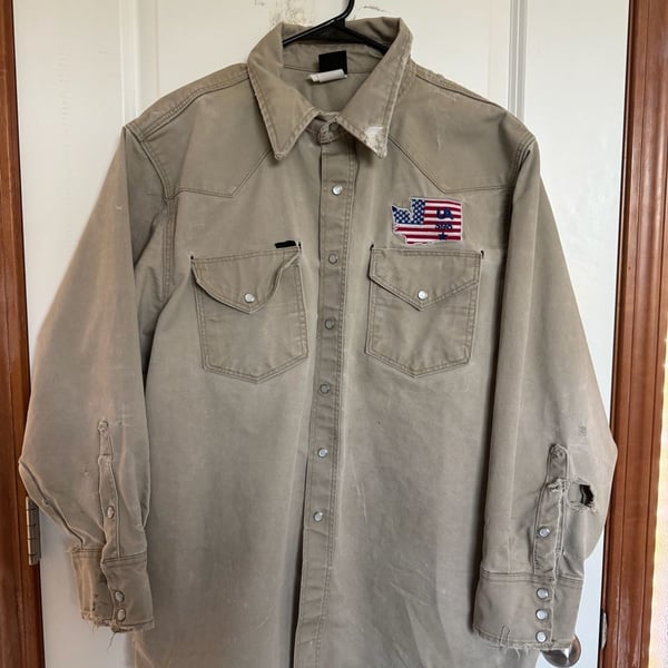 Vintage 90s Thrashed LAPCO Style 850 Western Work Shirt Size 18-34 Distressed