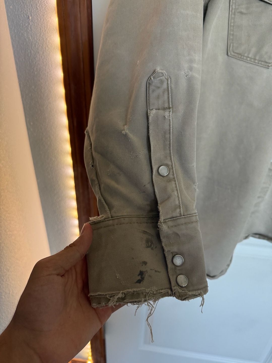 Vintage 90s Thrashed LAPCO Style 850 Western Work Shirt Size 18-34 Distressed  8