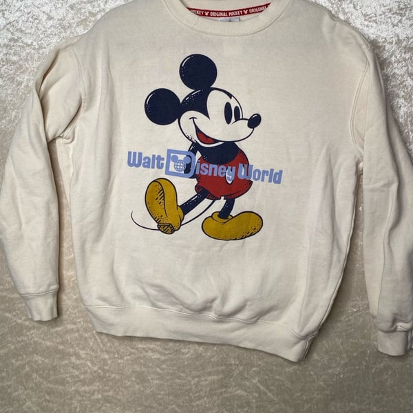 Disney Walt Disney World Sweatshirt Size L Beige Mickey Mouse