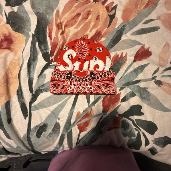Supreme Bandana Big Logo Beanie Red FW24
