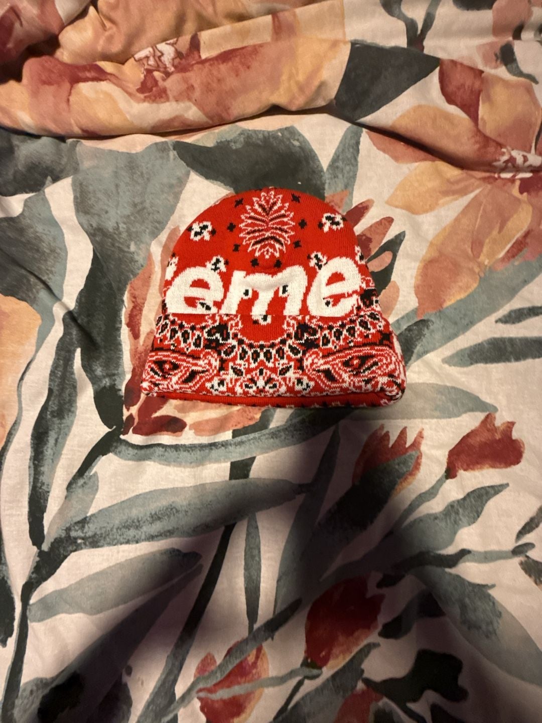 Supreme Bandana Big Logo Beanie Red FW24 3