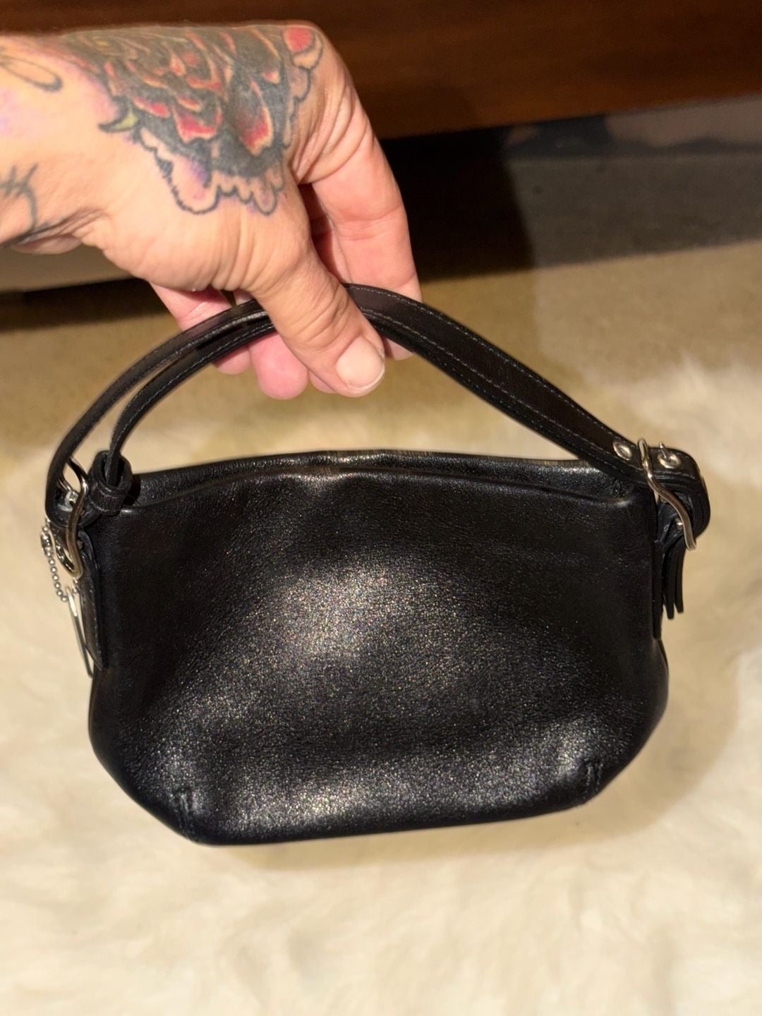 Vintage Coach Black Leather Mini Bag And Card Holder Set 2
