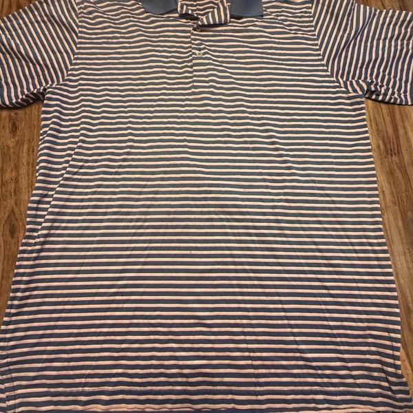 Peter Millar Striped Polo Shirt Size L Blue Pink