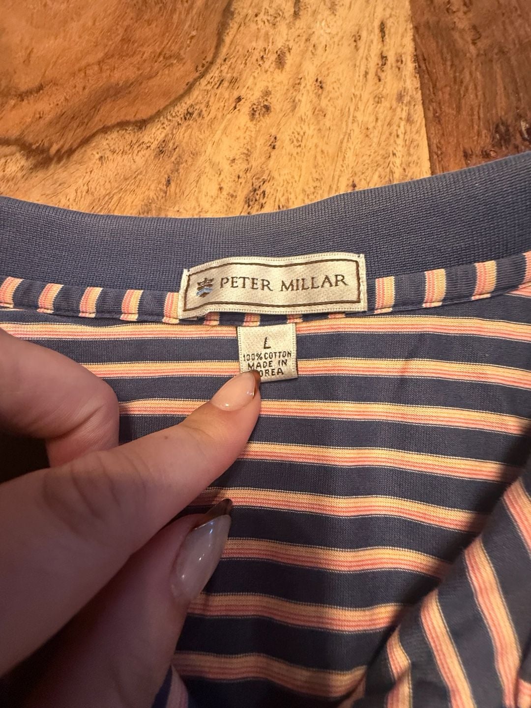Peter Millar Striped Polo Shirt Size L Blue Pink 4