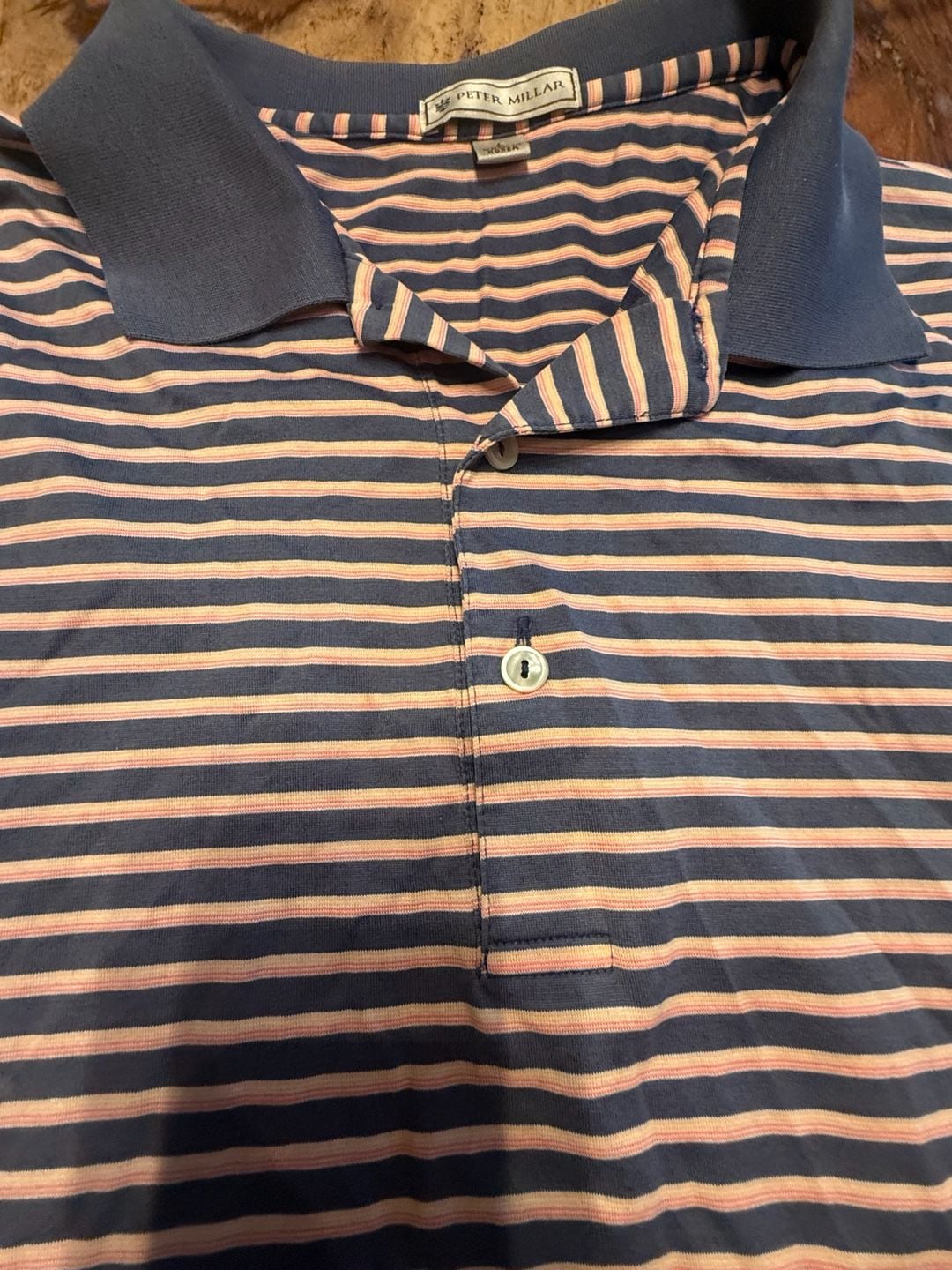 Peter Millar Striped Polo Shirt Size L Blue Pink 5