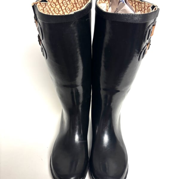 Chooka Rain Boots Size 7 Solid Black Buckle Rubber
