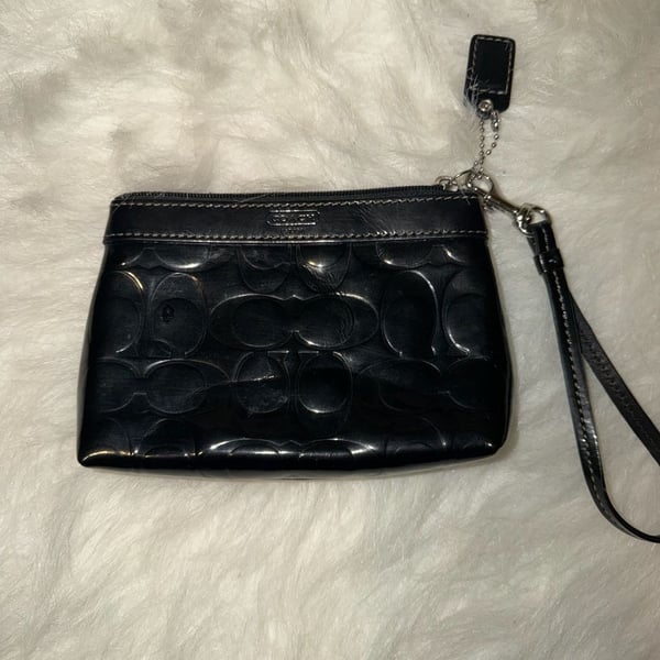Coach Signature Patent Leather Black Wristlet