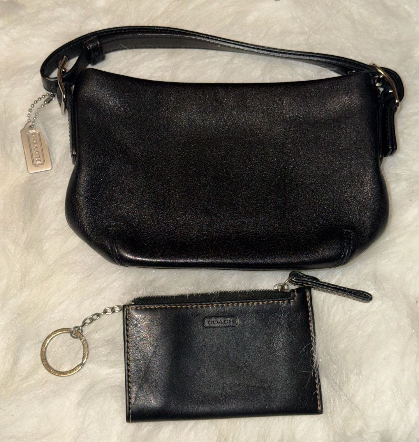 Vintage Coach Black Leather Mini Bag And Card Holder Set 1