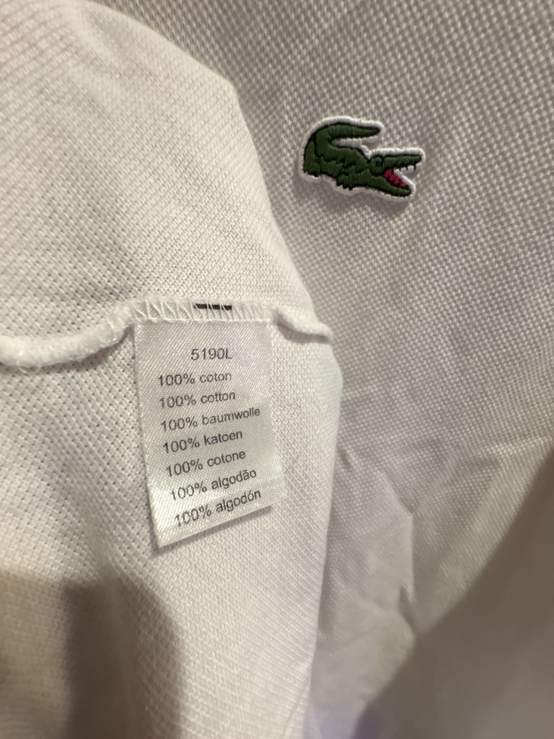 Lacoste Polo Size 6 White Cotton Short Sleeve Shirt 5